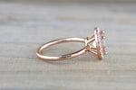 Round Diamond Halo Morganite Ring 7mm