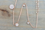 14k Rose or White Gold Diamond Pave Dangling Drop Circle Bracelet Adjustable