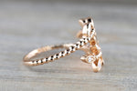 18K Rose Gold Diamond Leaf Ring Bead Band