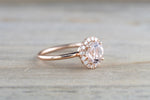 Round Diamond Halo Morganite Ring 7mm