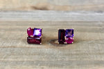 Amethyst, Ruby, Tourmaline Cluster Stud
