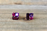 Amethyst, Ruby, Tourmaline Cluster Stud