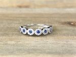 14K White Gold Diamond and Sapphire Band Halo