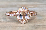 14k Rose Gold Vintage Oval Morganite Diamond Halo ASPER1430026