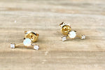 14K Yellow Gold Opal and Diamond Earring Stud
