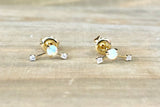 14K Yellow Gold Opal and Diamond Earring Stud