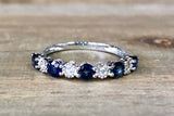 14K White Gold Diamond and Sapphire Band B10070