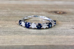 14K White Gold Diamond and Sapphire Band B10070