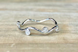 14k White Gold Diamond Art Deco Staggered Ring Band