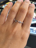 14k White Gold Diamond Art Deco Staggered Ring Band