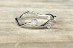 14k White Gold Diamond Art Deco Staggered Ring Band