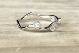 14k White Gold Diamond Art Deco Staggered Ring Band