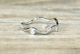 14k White Gold Diamond Art Deco Staggered Ring Band