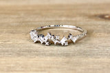 14k White Gold Diamond Baguette and Round Staggered Ring Band