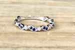 14k White Gold Diamond and Sapphire Art Deco Band ASPBR010066