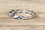 14k White Gold Diamond and Sapphire Art Deco Band ASPBR010066