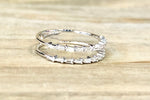 14K White Gold Diamond Baguette Double Row Stackable Band Art Deco