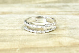 14K White Gold Diamond Baguette Double Row Stackable Band Art Deco