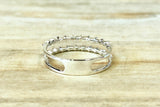 14K White Gold Diamond Baguette Double Row Stackable Band Art Deco
