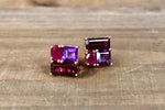 Amethyst, Ruby, Tourmaline Cluster Stud