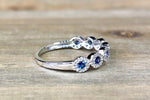 14K White Gold Diamond and Sapphire Band Halo