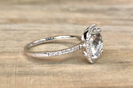 14k White Gold Cushion Diamond Halo White Topaz Ring