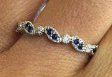 14k White Gold Diamond and Sapphire Art Deco Band ASPBR010066