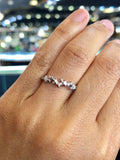 14k White Gold Diamond Baguette and Round Staggered Ring Band