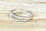 14K White Gold Diamond Baguette Double Row Stackable Band Art Deco