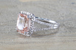 Ava Morganite Elongated Cushion Cut Halo Ring