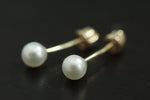 14kt Yellow Gold Pearl Earring with Screwback Post Stud 4mm Size
