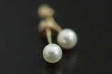 14kt Yellow Gold Pearl Earring with Screwback Post Stud 4mm Size