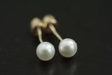 14kt Yellow Gold Pearl Earring with Screwback Post Stud 4mm Size