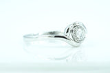 18k White Gold Twist Curve Wrapped Round Halo Diamond Engagement Promise Ring Anniversary Solitaire Classic Design