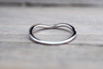 14kt White Gold Diamond Curve V Ring Band Wedding Engagement Stack Dainty