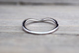 14kt White Gold Diamond Curve V Ring Band Wedding Engagement Stack Dainty