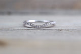 14kt White Gold Diamond Curve V Ring Band Wedding Engagement Stack Dainty
