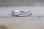 14kt White Gold Diamond Curve V Ring Band Wedding Engagement Stack Dainty