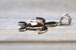 14k Two-tone Rose Yellow Gold Hawaii Hawaiian Flower Plumeria Turtle Pendant