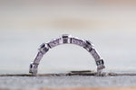 18K White Gold Vintage Classic Multi Side Face Diamond with Sapphire Ring Wedding Engagement Ring Milgrain Etching Band