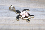 14k Two-tone Rose Yellow Gold Hawaii Hawaiian Flower Plumeria Turtle Pendant