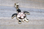 14k Two-tone Rose Yellow Gold Hawaii Hawaiian Flower Plumeria Turtle Pendant