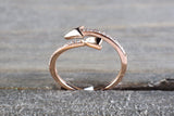 14k Solid Rose Gold Diamond Arrow Open Fashion Ring Band Love Dainty Stackable Loop Catch Stacking