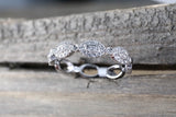 14k White Gold Diamond Vintage Milgrain Bezel Full Eternity Band Ring APBR010053