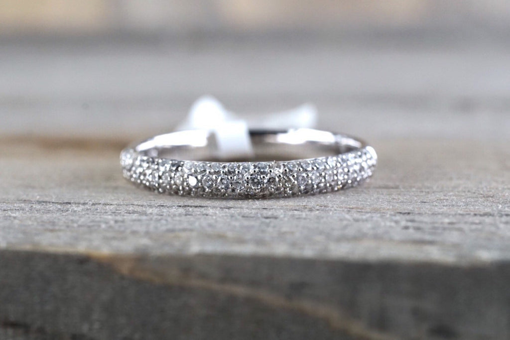 18k Rose Gold Diamond Micro Pave Dome Band Ring B10072 ASweetPear