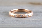 14k Solid Rose Gold Diamond Scattered Satin Finish Matte Brushed Hammered Ring Band Wedding