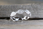 14k White Gold Diamond Vintage Milgrain Bezel Full Eternity Band Ring APBR010053