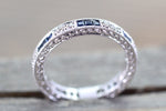 14k White Gold Diamond Sapphire Eternity Vintage Wedding Engagement Promise