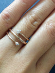 14k Solid Rose Gold Diamond Stack Arrow Wrap Wire Infinity Intertwined Twist Love knot Love Band Promise Ring