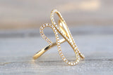 18k Yellow Gold Diamond Fashion Twirl Twist Large Cocktail Ring Band Snake Swirl Infinity Curve